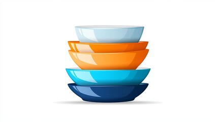 Dish icon or plate illustration in a cute cartoon style isolated on a white background
