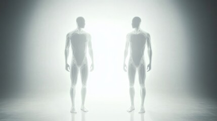 Obraz premium Two figures in a serene, luminous space.