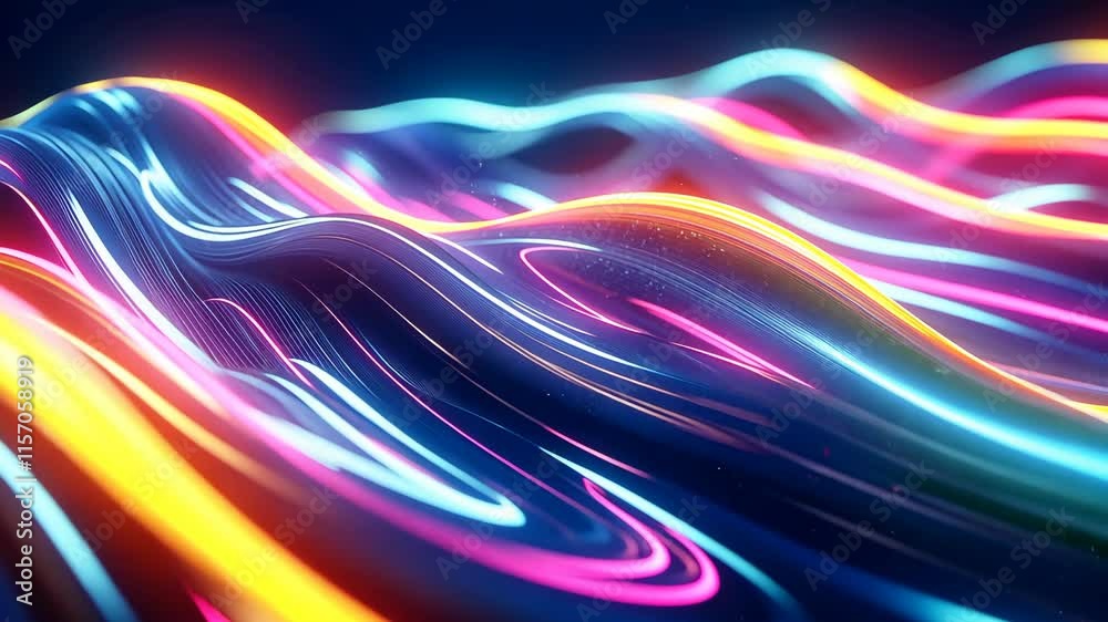 Poster vibrant abstract waves with dynamic color flow and fluid motion effect