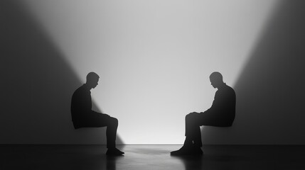 Obraz premium Two silhouettes in deep reflection and contrast.