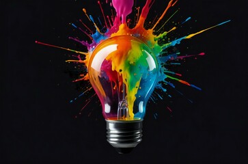 light bulb with rainbow