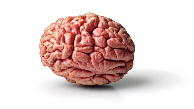 Realistic representation of a human brain displayed on a clean white background showcasing intricate details and textures