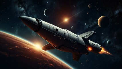 Obraz premium space shuttle on the earth