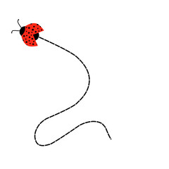 Flying Ladybug With Path Illustration