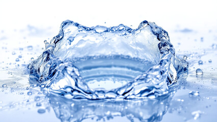 Splash of water creating waves and ripples in a pristine setting.