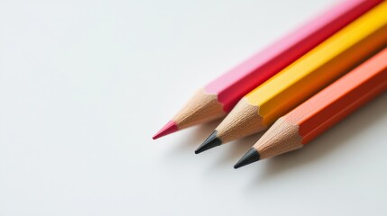 Fototapeta premium Vibrant colored pencils on a white background.