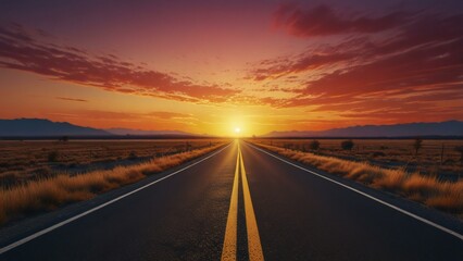 sunset over the highway