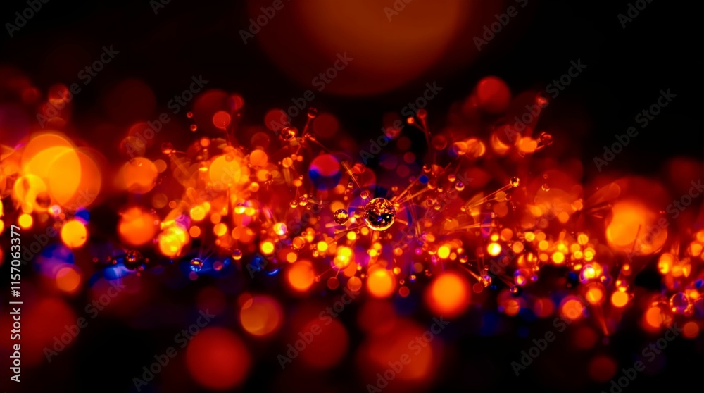 Aufkleber The image shows a Levitation of orbs of glowing light against a dark background, creating a bokeh effect.