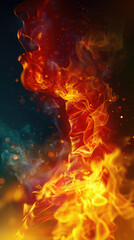 Flames create mesmerizing patterns against a dark background showcasing the beauty of fire in dynamic movement