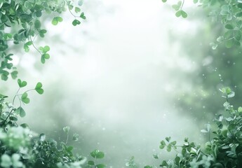 Serene Green Background Featuring Delicate Leaves and a Dreamy Soft Focus Ideal for Nature Themes, Inspirational Quotes, or Calm Atmospheres