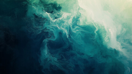  Flowing Waves of Ethereal Green and Blu Abstract, Luminous Layers with a Dreamlike and Mystical Glow background
