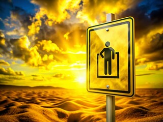 Surreal Exit Sign Sticker: Yellow Background, Plotted, Cutout - Print Ready Design