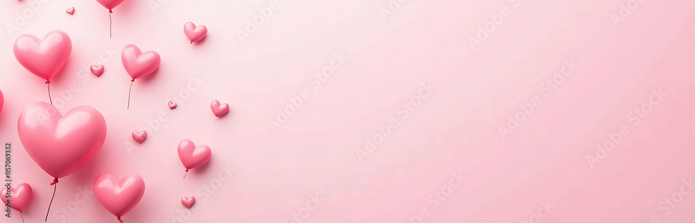 Aufkleber Pink Heart Banner Card Features A Minimalist Design With Ample Copy Space For Adding Personalized Messages Or Text Overlays. 00003