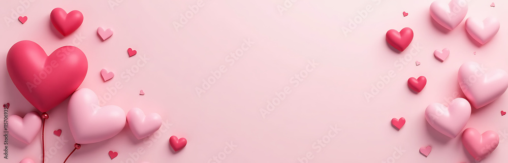 Aufkleber Pink Heart Banner Card Features A Minimalist Design With Ample Copy Space For Adding Personalized Messages Or Text Overlays. 00002