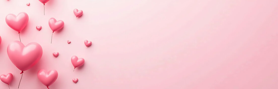 Pink Heart Banner Card Features A Minimalist Design With Ample Copy Space For Adding Personalized Messages Or Text Overlays. 00003