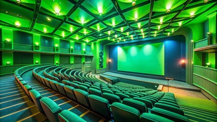 Obraz premium Surreal Green Screen Cinema: Dreamlike Theater Projection