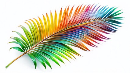 Obraz premium Surreal Palm Leaf Isolated: Whimsical Tropical Fantasy Background