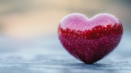 Obraz premium Red glitter heart on a textured surface