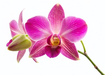 Surreal Pink Dendrobium Orchid Isolated on White - Dreamlike Floral Photography