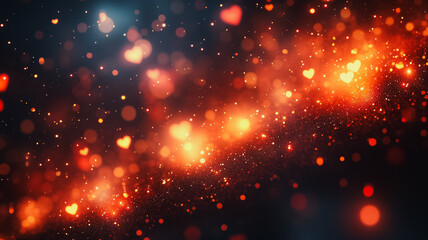 Fototapeta premium A blurry image of red and orange sparks with a heart in the middle