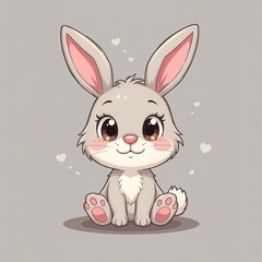 Cute cartoon bunny with big eyes and soft pastel colors.
