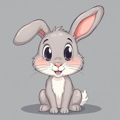 Cute cartoon bunny with big eyes and soft pastel colors.