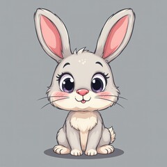 Fototapeta premium Cute cartoon bunny with big eyes and soft pastel colors.