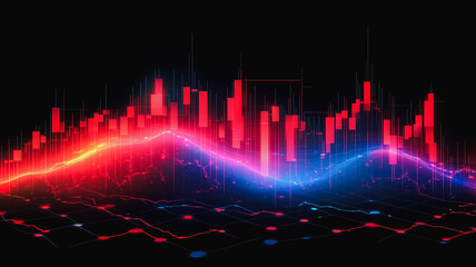 A colorful graph with red and blue lines that look like they are rising