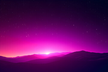 Serene purple sunset over majestic mountains under a starlit sky.  Perfect for fantasy, dreamy backgrounds or meditation themes.