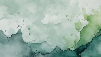 Obraz premium Pale gray blue green abstract watercolor drawing. Sage green color. Art background for design. Water. Grunge. 