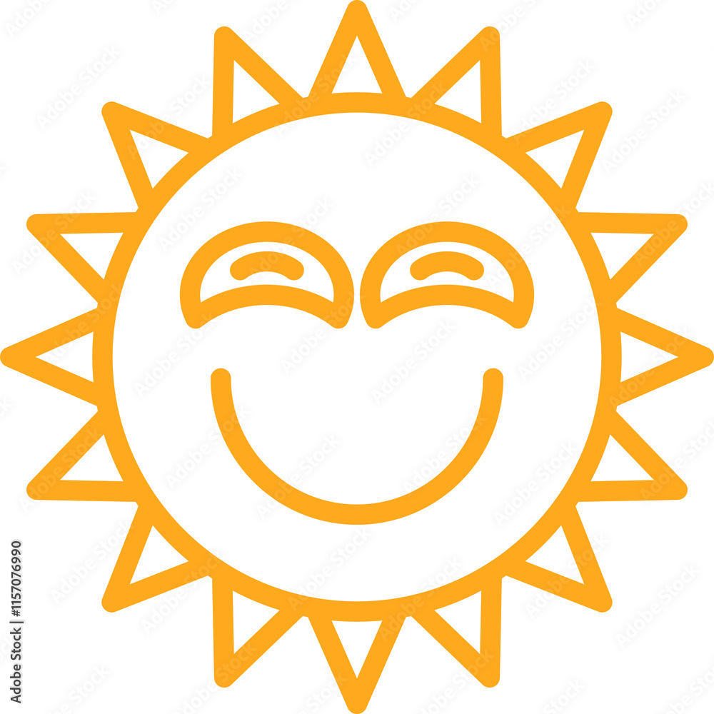 Poster Happy Sun Line Emoticon
