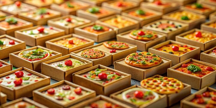 Tilt-Shift Pizza Box Pattern: Fast Food Background Texture