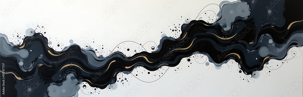Poster original art piece created using e methods, a unique blend of abstract modern styles on a black and 