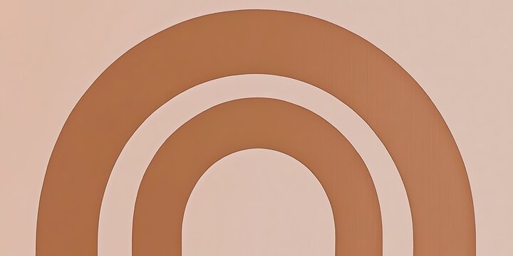 Abstract minimalist terracotta and blush pink arches design.