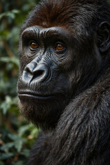 Obraz premium Expressive portrait gorilla. Animal. Close-up captures character and personality. Ideal for nature lovers, pets and wildlife