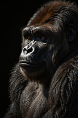 Fototapeta premium Expressive portrait gorilla. Animal. Close-up captures character and personality. Ideal for nature lovers, pets and wildlife
