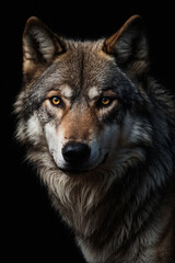 Fototapeta premium Expressive portrait wolf. Animal. Close-up captures character and personality. Ideal for nature lovers, pets and wildlife