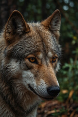 Fototapeta premium Expressive portrait wolf. Animal. Close-up captures character and personality. Ideal for nature lovers, pets and wildlife