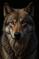 Obraz premium Expressive portrait wolf. Animal. Close-up captures character and personality. Ideal for nature lovers, pets and wildlife