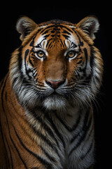 Fototapeta premium Expressive portrait Amur tiger. Animal. Close-up captures character and personality. Ideal for nature lovers, pets and wildlife