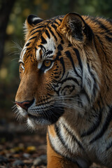 Obraz premium Expressive portrait Amur tiger. Animal. Close-up captures character and personality. Ideal for nature lovers, pets and wildlife