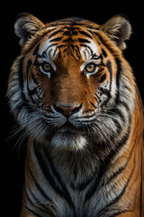 Fototapeta premium Expressive portrait Amur tiger. Animal. Close-up captures character and personality. Ideal for nature lovers, pets and wildlife