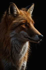 Fototapeta premium Expressive portrait fox. Animal. Close-up captures character and personality. Ideal for nature lovers, pets and wildlife