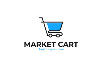 Creative cart market for store logo design template vector illustration idea
