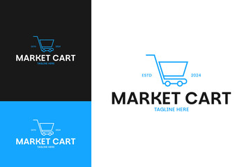 Market cart logo design template vector illustration idea