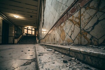 Urban Exploration: Grunge Marble Wall & Floor Texture Background