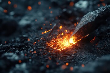 Hyperrealistic Macro Shot of Striking Flint Spark