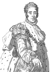 Fototapeta na wymiar Portrait of Charles X, Charles 10, king of France, brother of Louis XVI, Louis 16