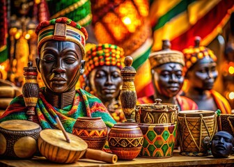 Vibrant Ghanaian Culture: Bokeh Photography of Symbolic Objects