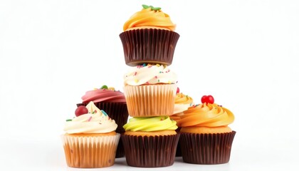 Colorful Cupcakes: A Delightful Tower of Festive Treats